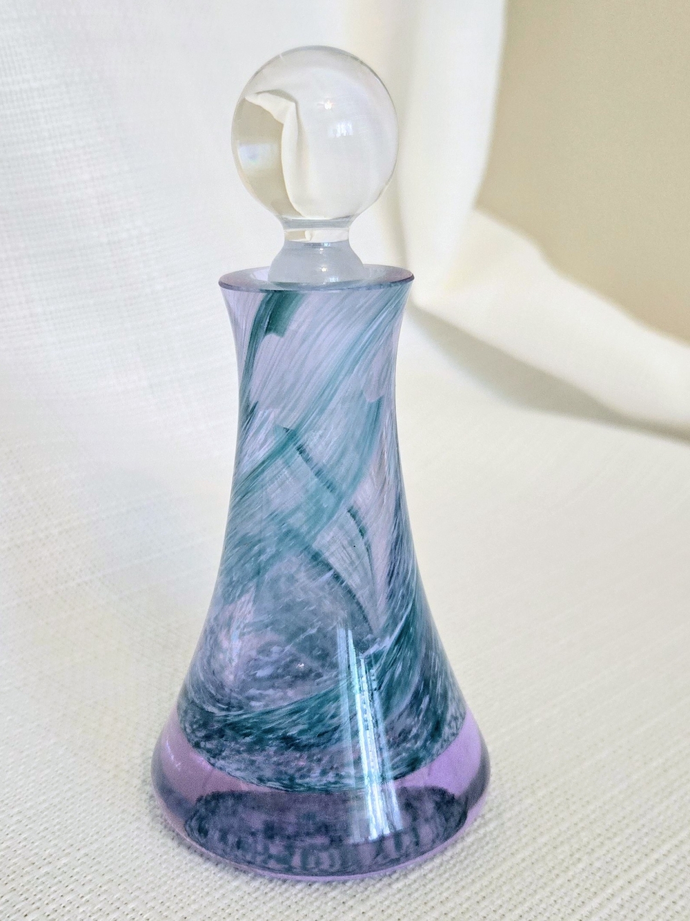 Glass Perfume Bottle W Stopper Pink Blue Swirl Caithnes Scotland Bath Vanity